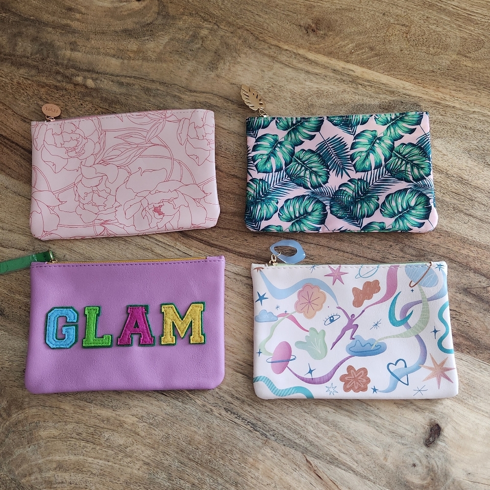 Ipsy 4 Bag Pink Floral Plant Glam Bundle
